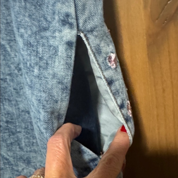 Malonacia Denim Overall Jumper Dress Womens 4 Heavily embroidered Floral Cotton - Picture 5 of 14